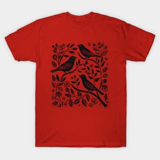 Lino Cut Birds T-Shirt